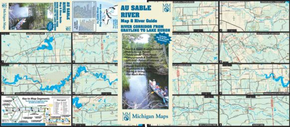 Au Sable River Pocket Map - 18"x16" Two Sided