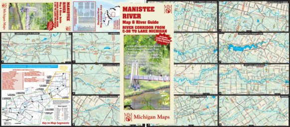Manistee River Pocket Map - 18"x16" Two Sided