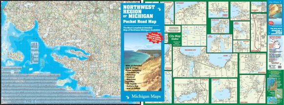 Northwest Michigan Pocket Map - 27"x36" Two Sided