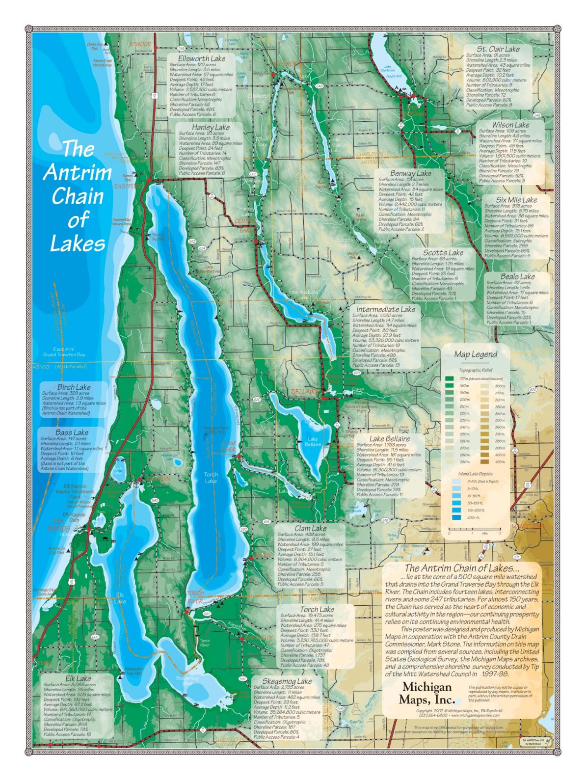 Lake & River Wall Maps | Michigan Maps