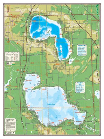 Houghton & Higgins Lakes | Michigan Maps